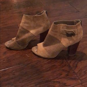 Brown suede booties
